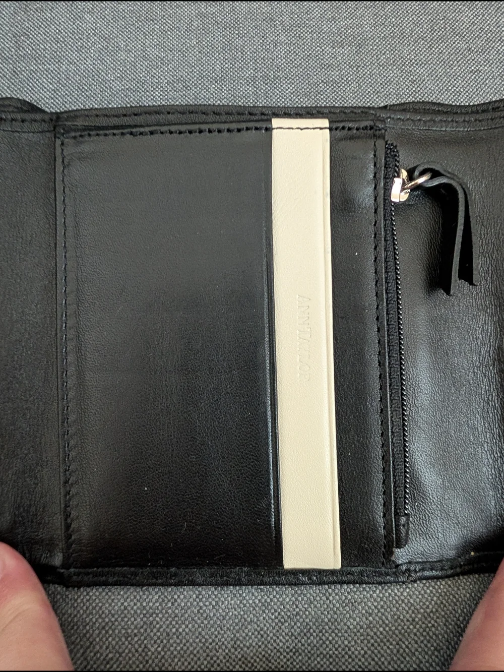 Black Leather Woman's Wallet with Contrast Stitching